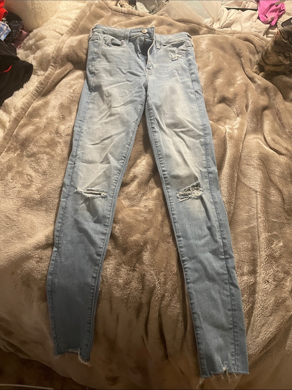 American Eagle Outfitters Light Blue Distressed Skinny Jeans